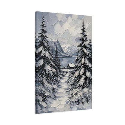 Main Mockup. Nordic Snowy Path shown as canvas print