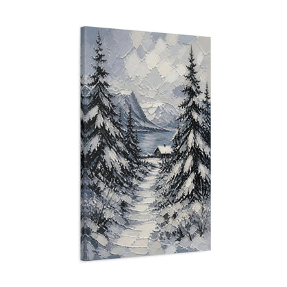 Side Mockup 2. Nordic Snowy Path shown as canvas print