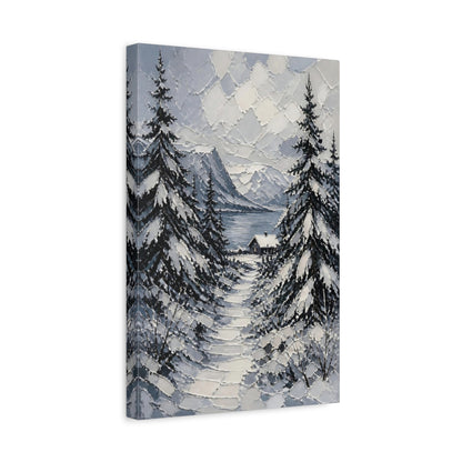 Side Mockup 4. Nordic Snowy Path shown as canvas print