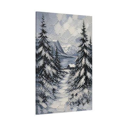 Side Mockup 1. Nordic Snowy Path shown as canvas print