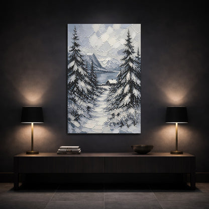 Mockup 3. Nordic Snowy Path shown as canvas print