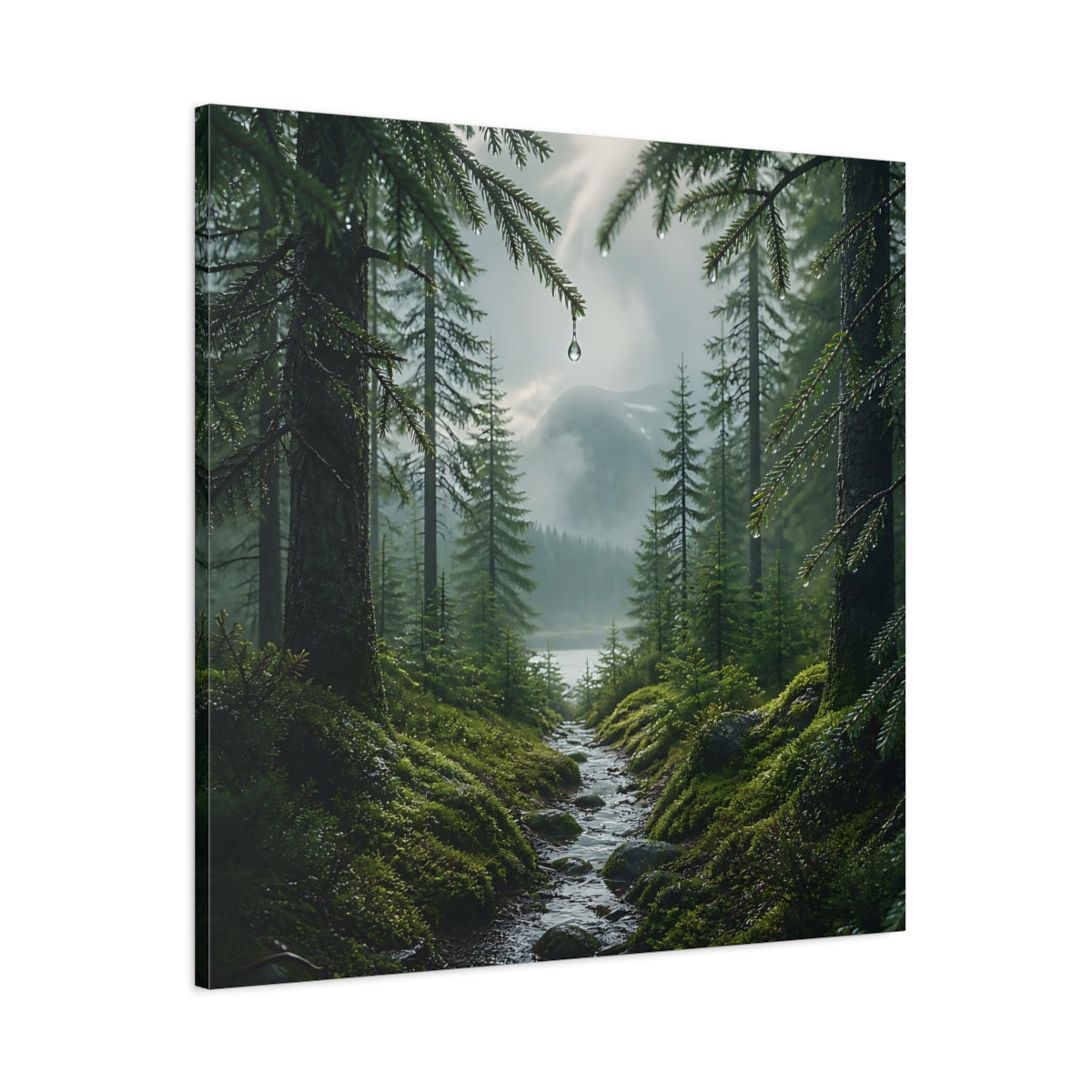 Main Mockup. Nordic Spruce Forest Path shown as canvas print
