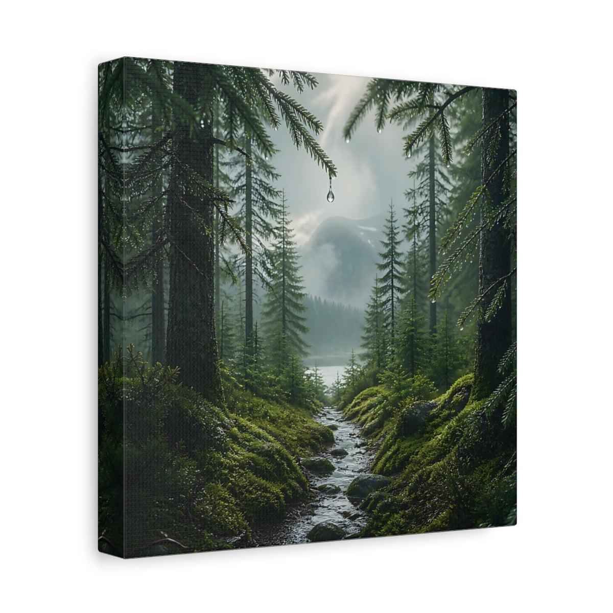 Side Mockup 9. Nordic Spruce Forest Path shown as canvas print