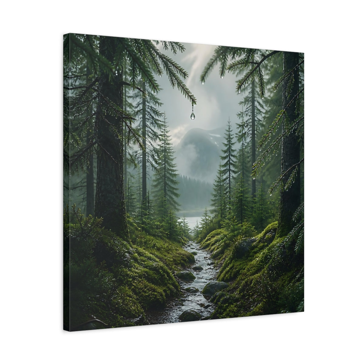 Side Mockup 4. Nordic Spruce Forest Path shown as canvas print