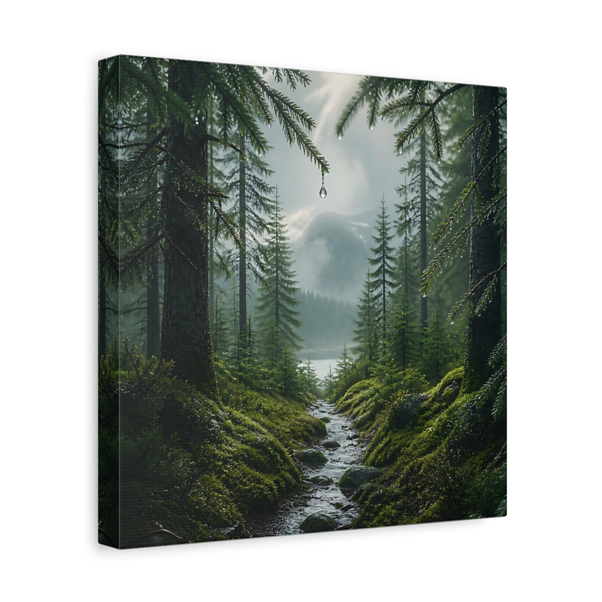 Side Mockup 8. Nordic Spruce Forest Path shown as canvas print