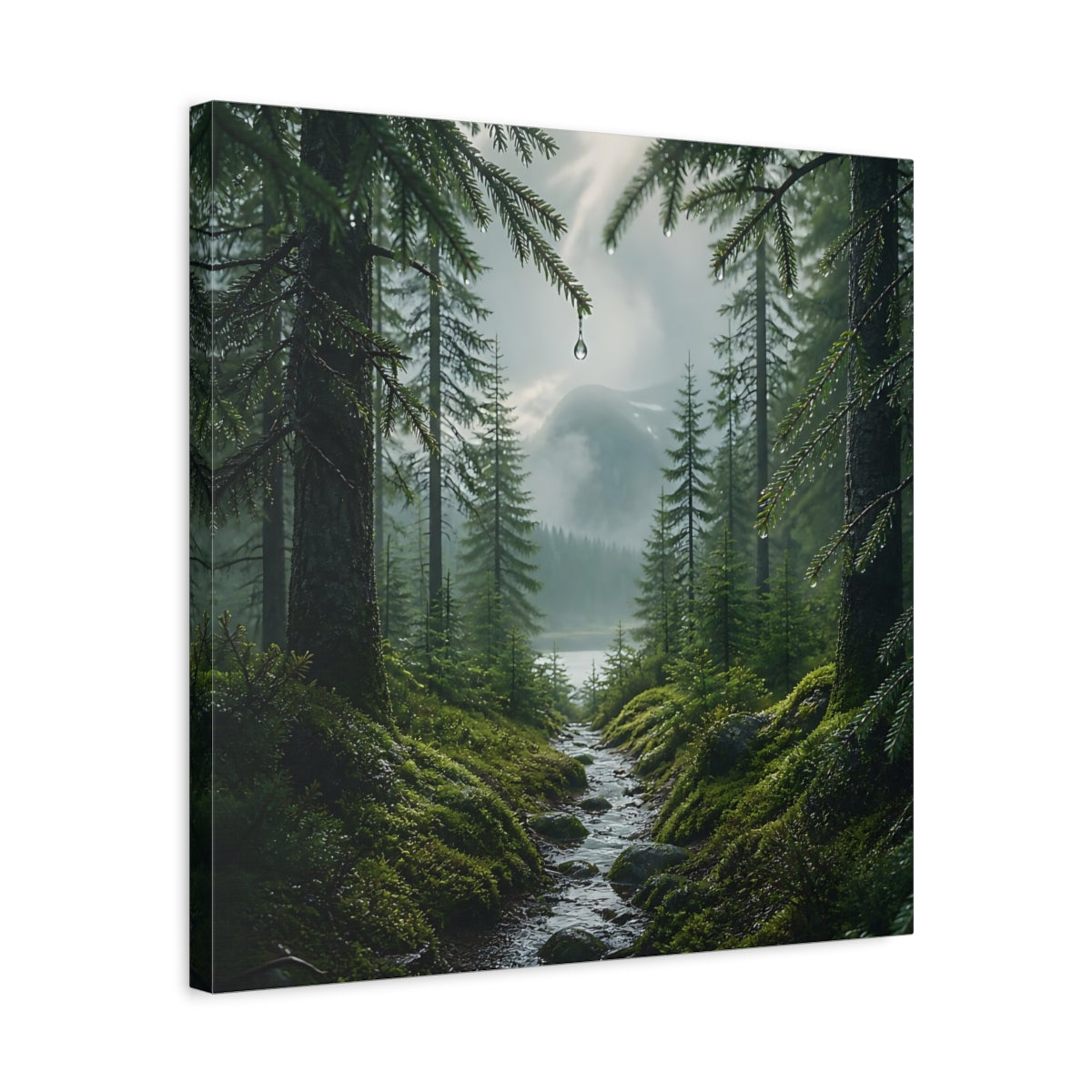 Side Mockup 5. Nordic Spruce Forest Path shown as canvas print