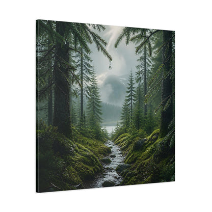 Side Mockup 1. Nordic Spruce Forest Path shown as canvas print