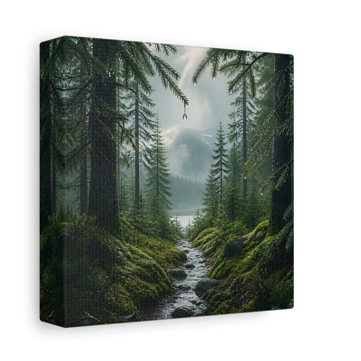 Side Mockup 2. Nordic Spruce Forest Path shown as canvas print