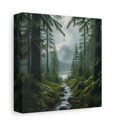 Side Mockup 2. Nordic Spruce Forest Path shown as canvas print