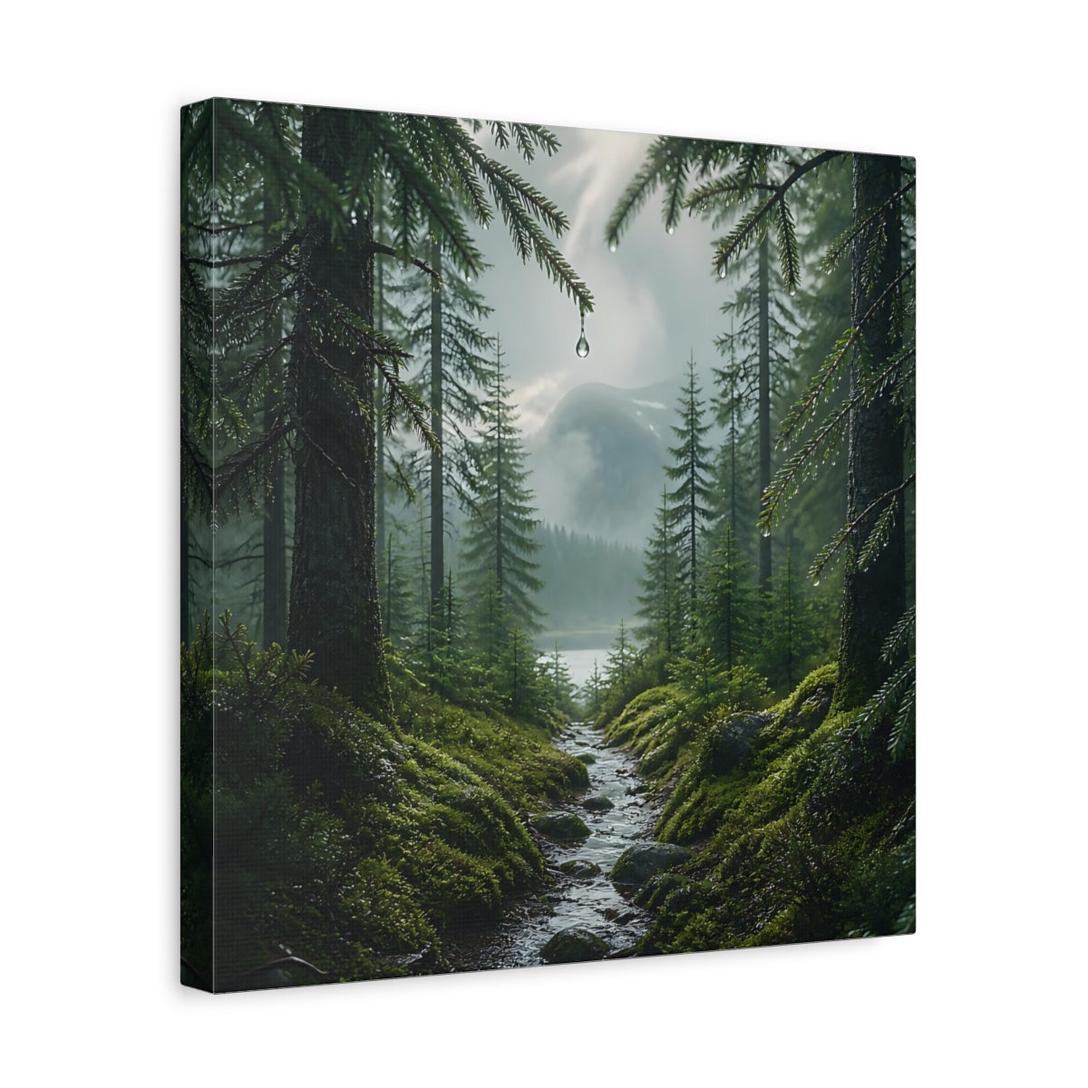 Side Mockup 7. Nordic Spruce Forest Path shown as canvas print