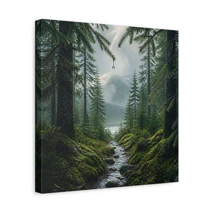 Side Mockup 7. Nordic Spruce Forest Path shown as canvas print