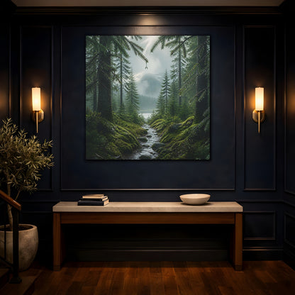 Mockup 4. Nordic Spruce Forest Path shown as canvas print