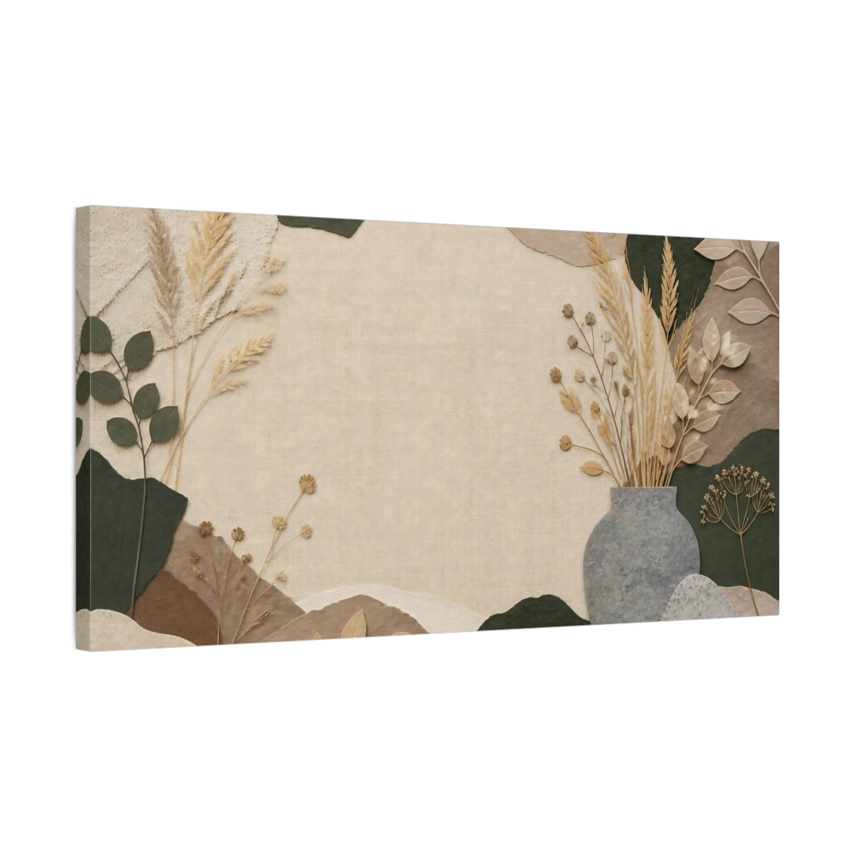 Side Mockup 1. Nordic Stone Vase shown as canvas print