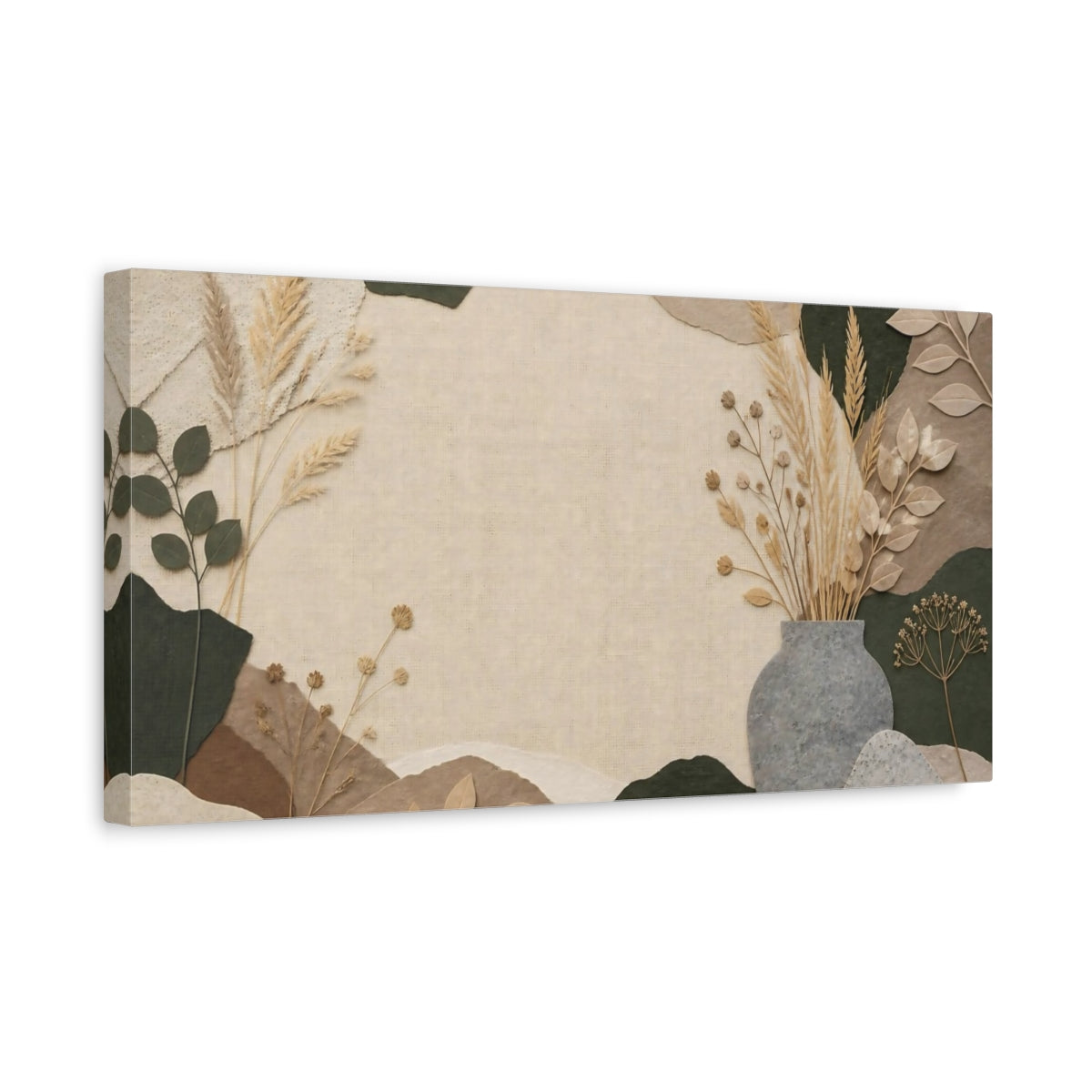 Side Mockup 3. Nordic Stone Vase shown as canvas print