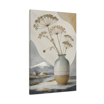 Main Mockup. Nordic Stone Vase With Dried Stems shown as canvas print