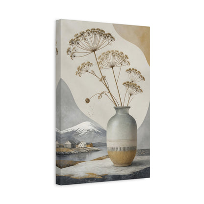 Side Mockup 4. Nordic Stone Vase With Dried Stems shown as canvas print