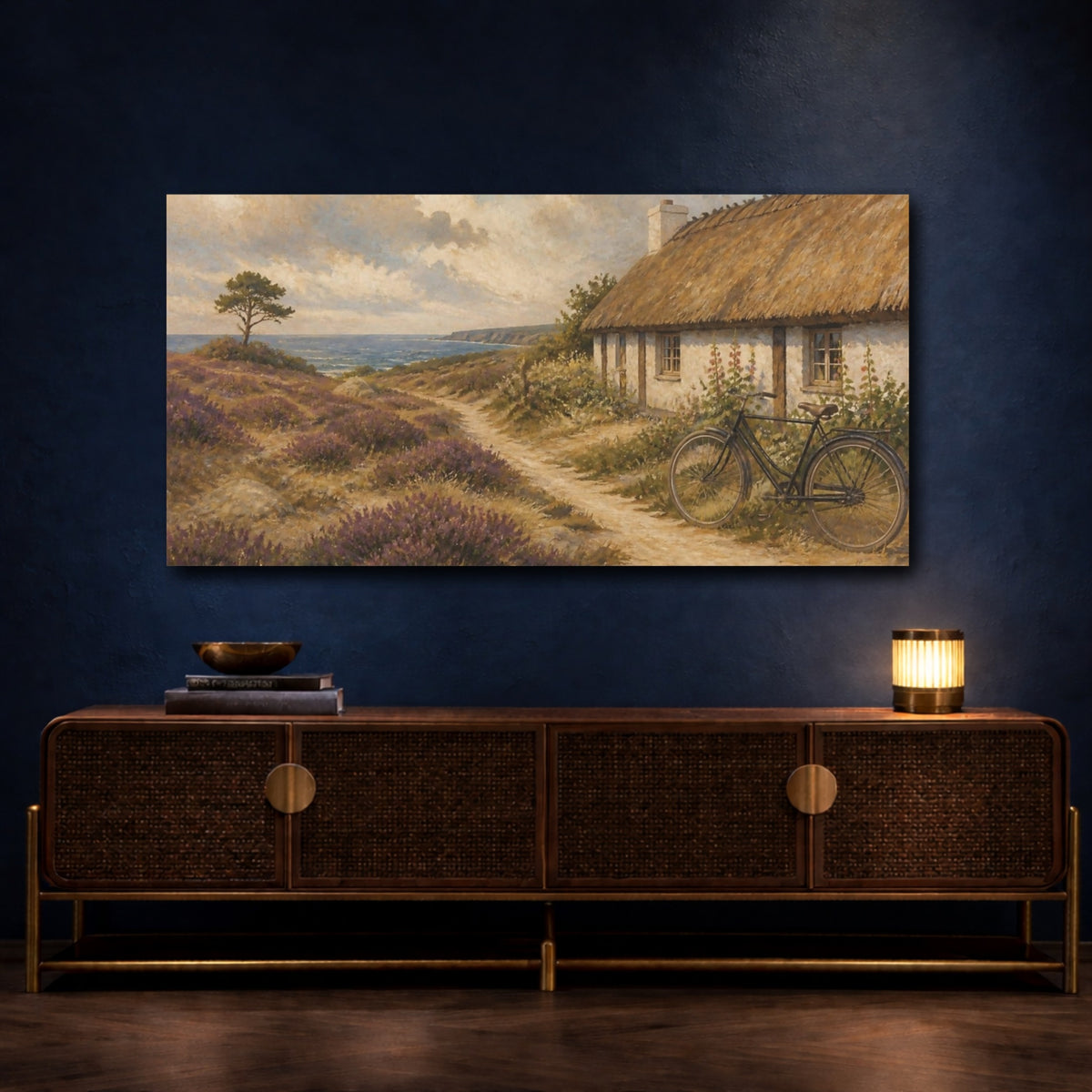 Mockup 4. Nordic Thatched Cottage shown as canvas print