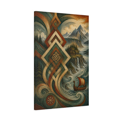 Main Mockup. Nordic Viking Voyage shown as canvas print