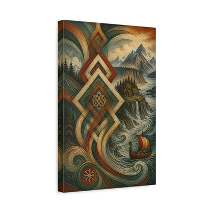 Side Mockup 4. Nordic Viking Voyage shown as canvas print