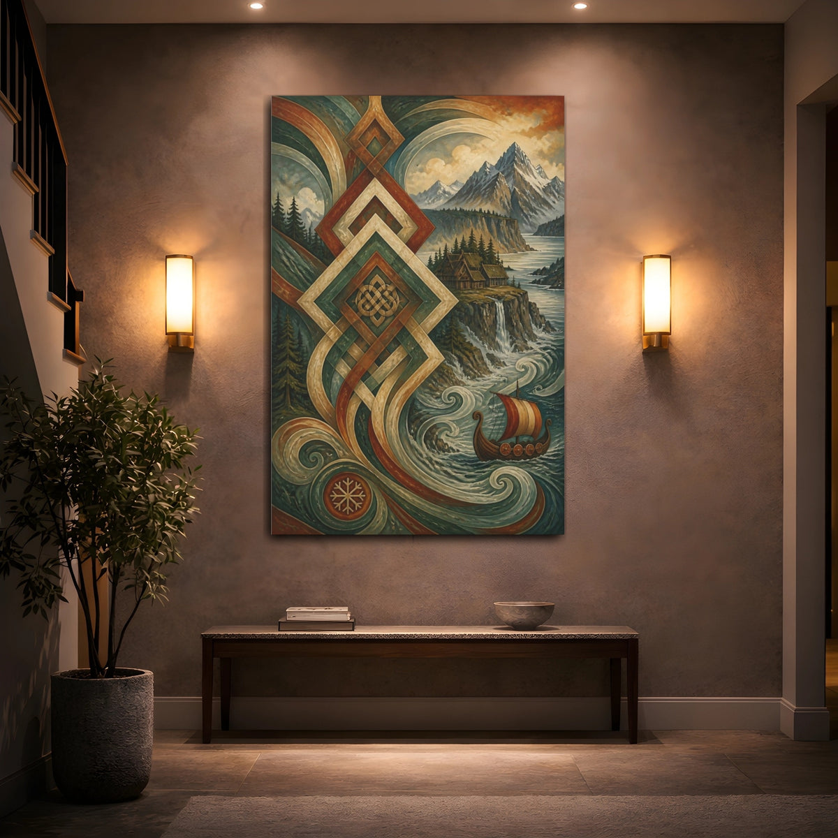 Mockup 2. Nordic Viking Voyage shown as canvas print