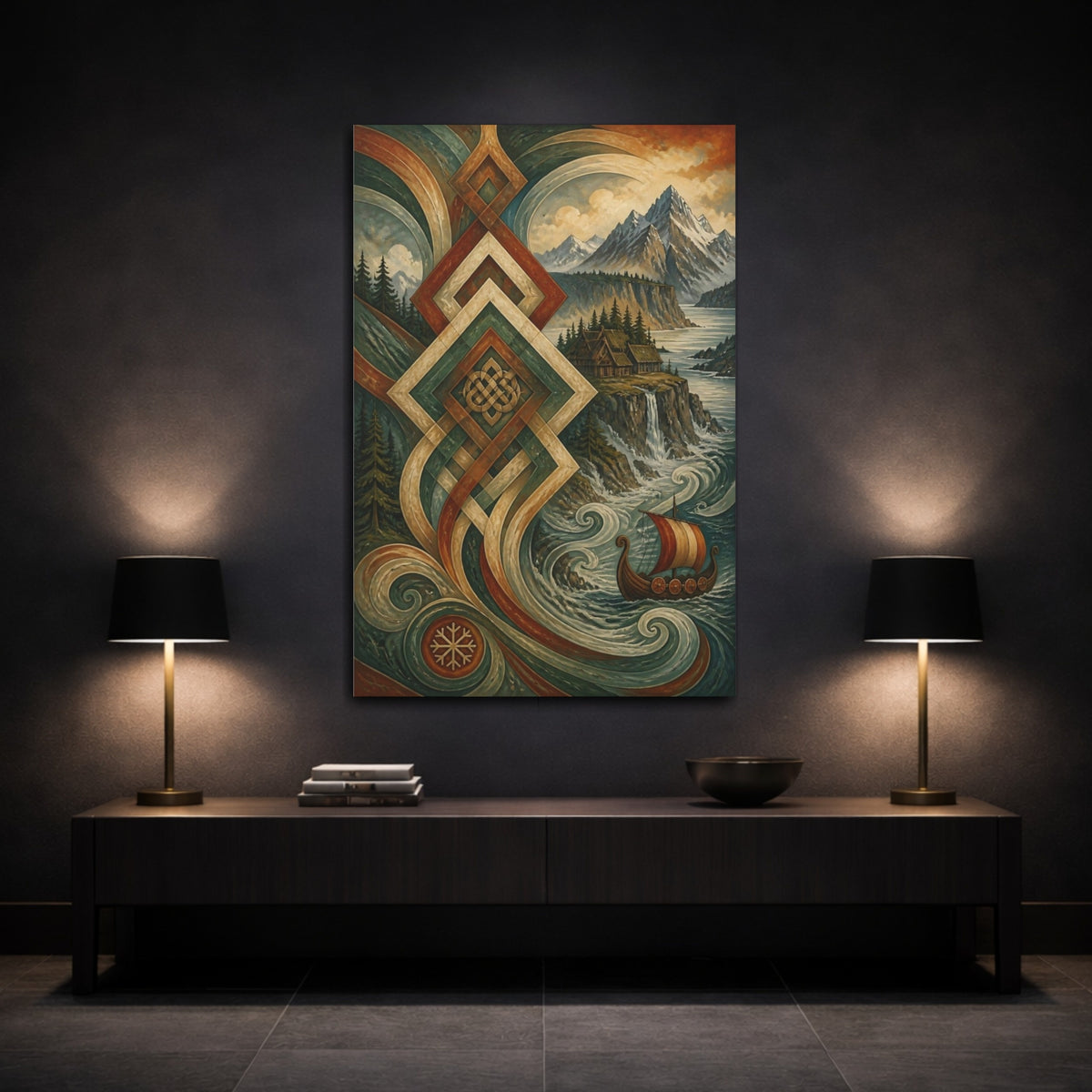 Mockup 3. Nordic Viking Voyage shown as canvas print