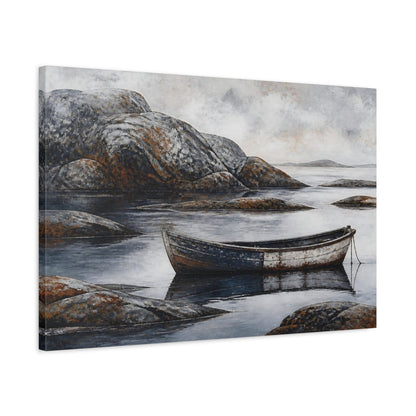 Side Mockup 2. Nordic Wooden Boat shown as canvas print