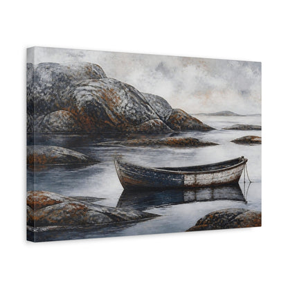 Side Mockup 4. Nordic Wooden Boat shown as canvas print