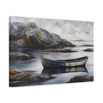 Side Mockup 3. Nordic Wooden Boat shown as canvas print