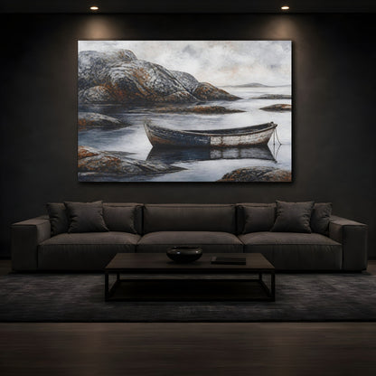 Mockup 3. Nordic Wooden Boat shown as canvas print