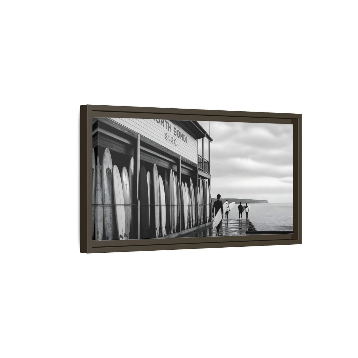 Side Mockup 7. North Bondi Surf Lineup shown as framed canvas print