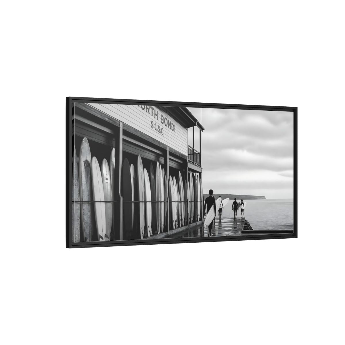 Side Mockup 5. North Bondi Surf Lineup shown as framed canvas print
