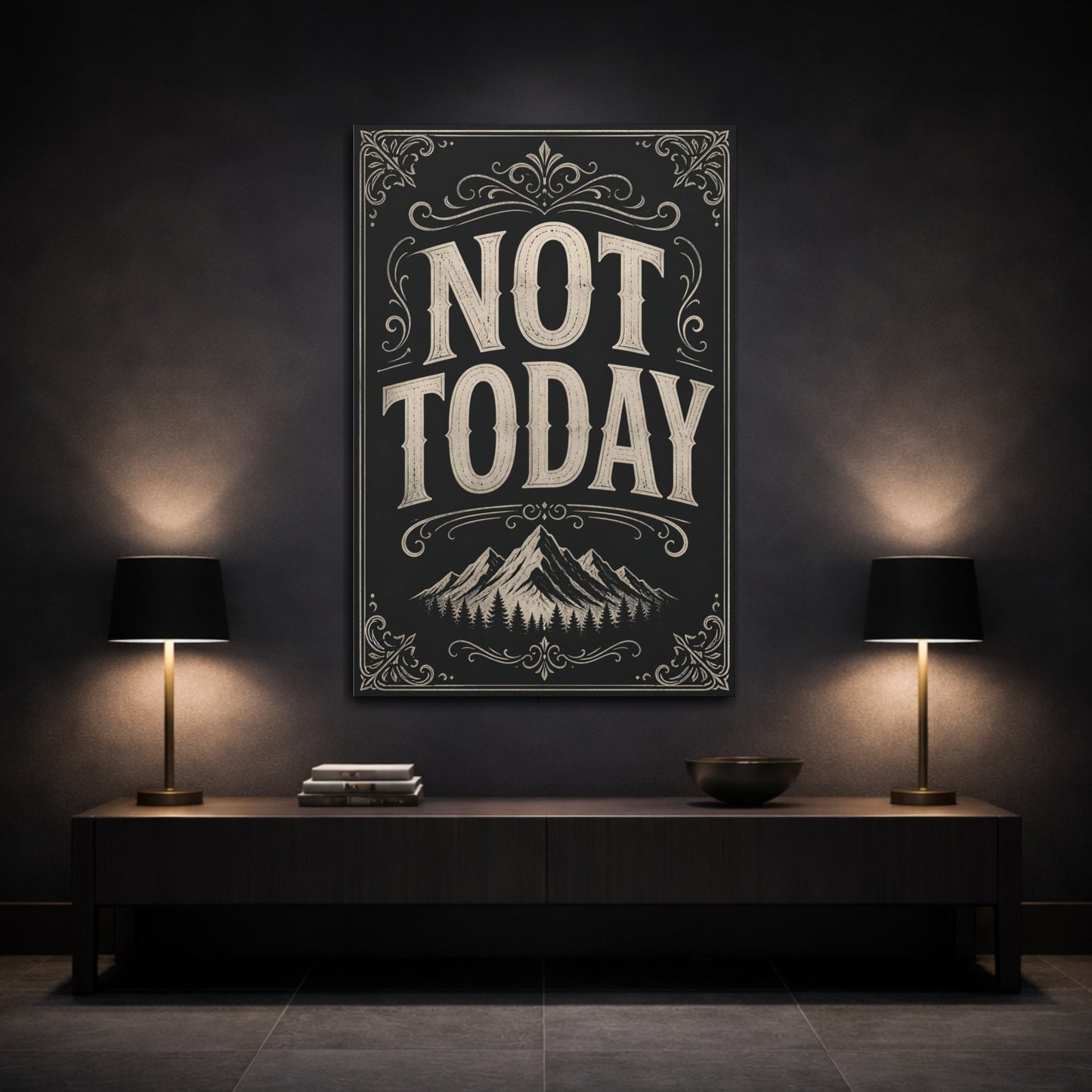 Mockup 3. Not Today Quote Art shown as canvas print