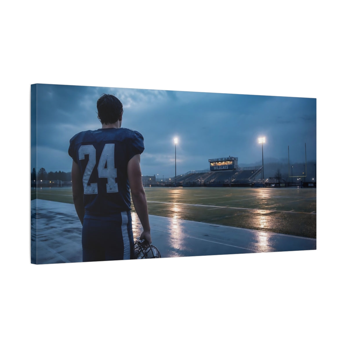 Side Mockup 1. Number 24 At Dusk shown as canvas print