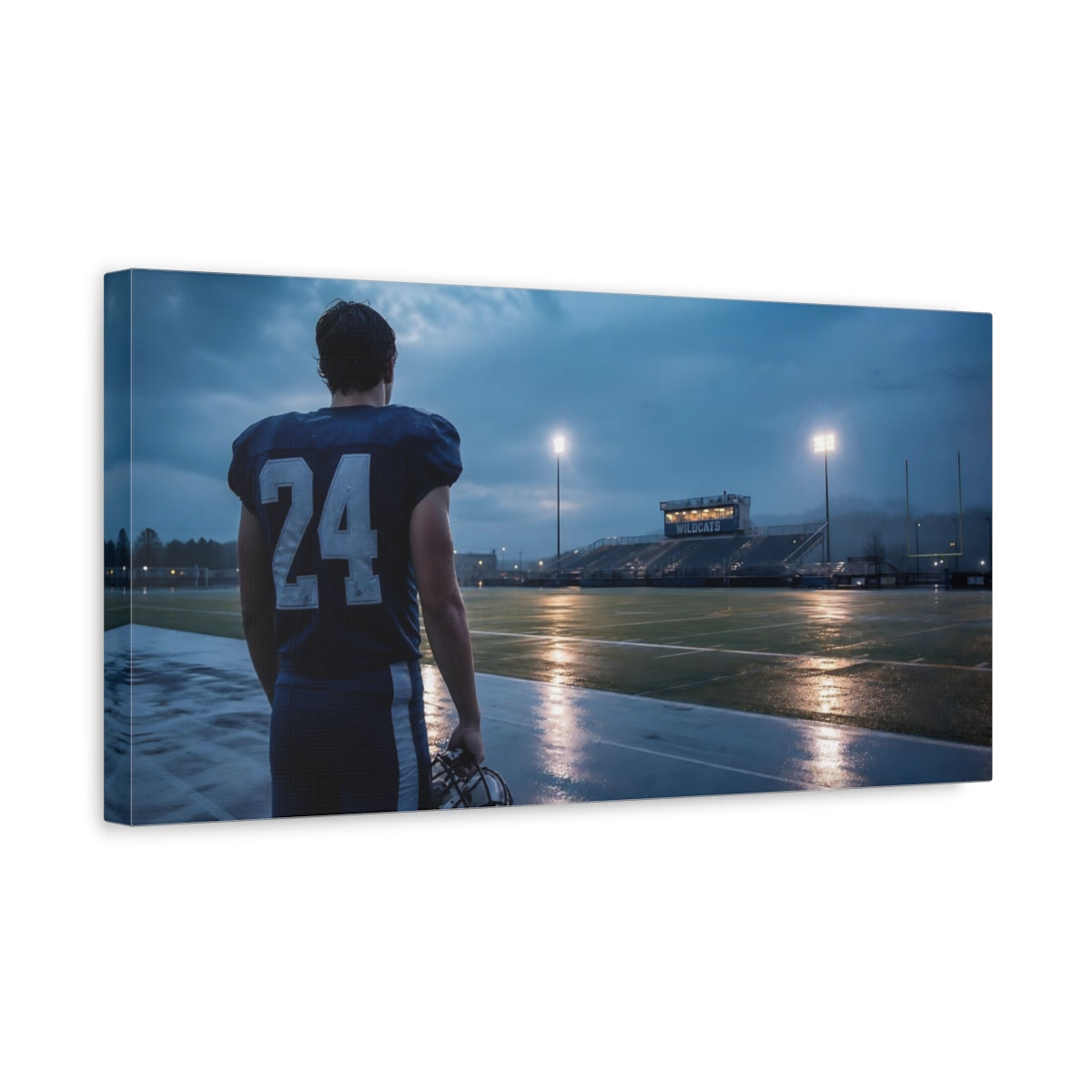 Side Mockup 3. Number 24 At Dusk shown as canvas print