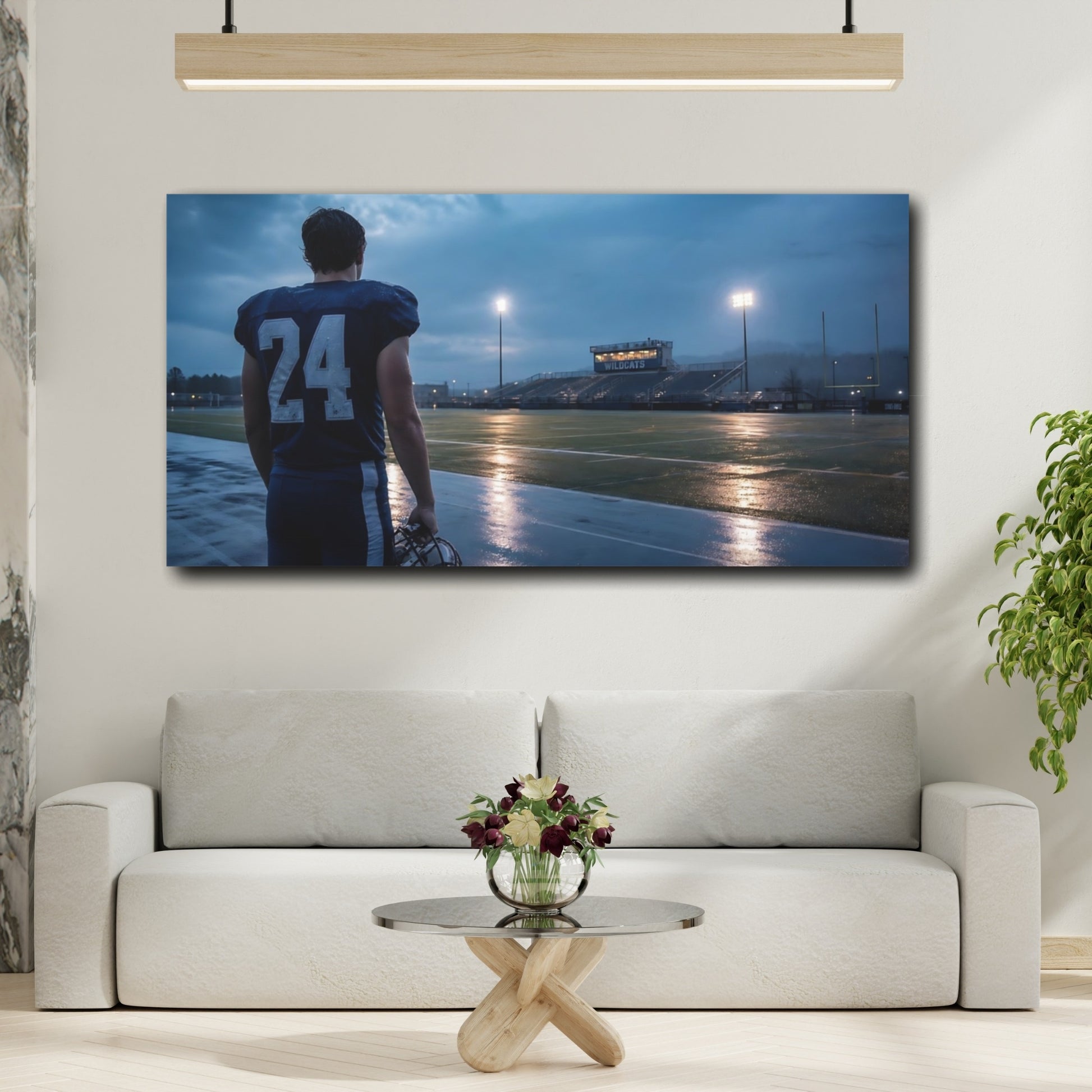 Mockup 2. Number 24 At Dusk shown as canvas print