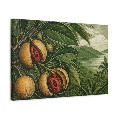 Side Mockup 3. Nutmeg Botanical Landscape shown as canvas print