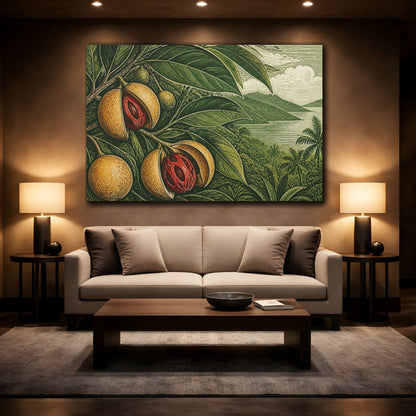 Mockup 2. Nutmeg Botanical Landscape shown as canvas print