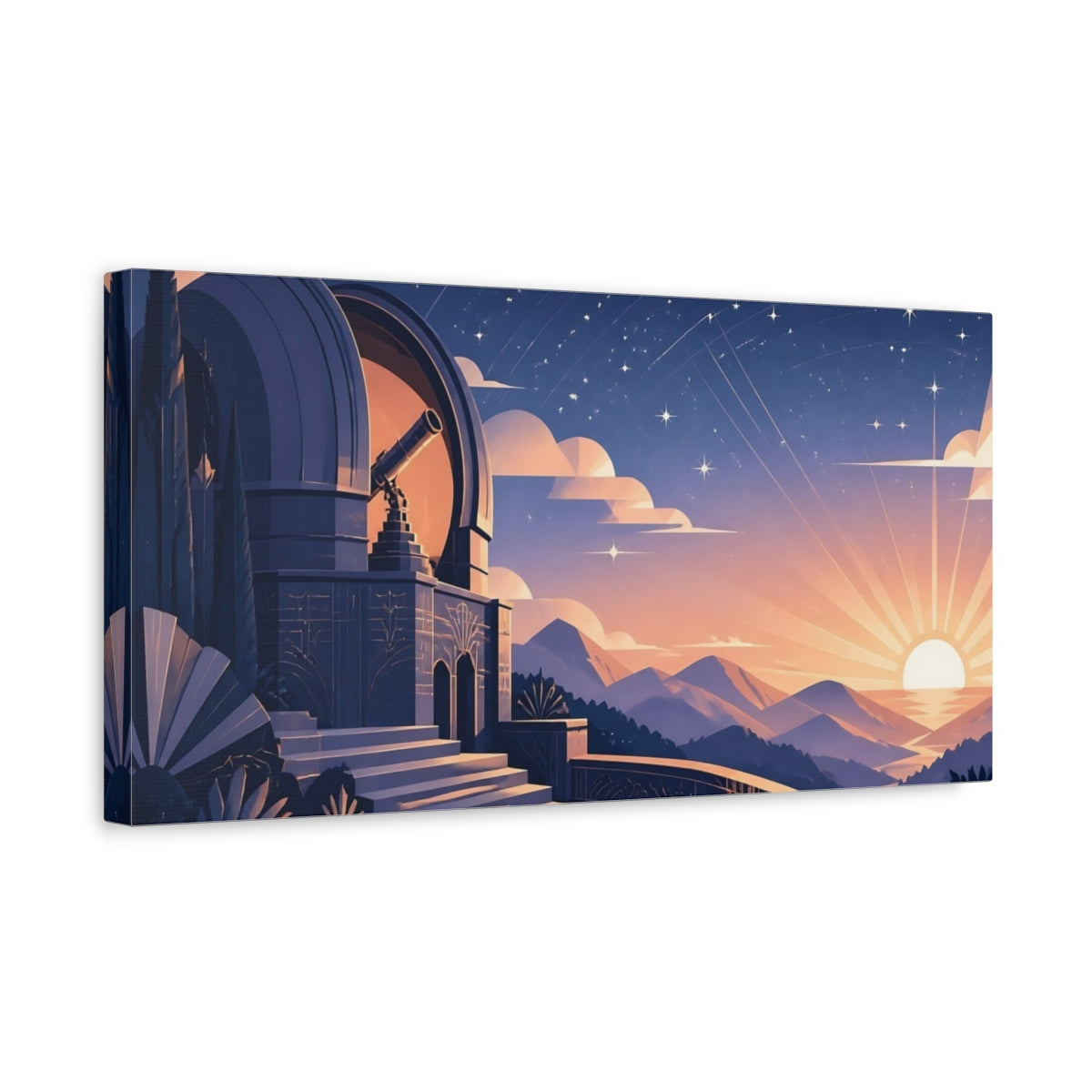 Side Mockup 3. Observatory At Sunrise shown as canvas print