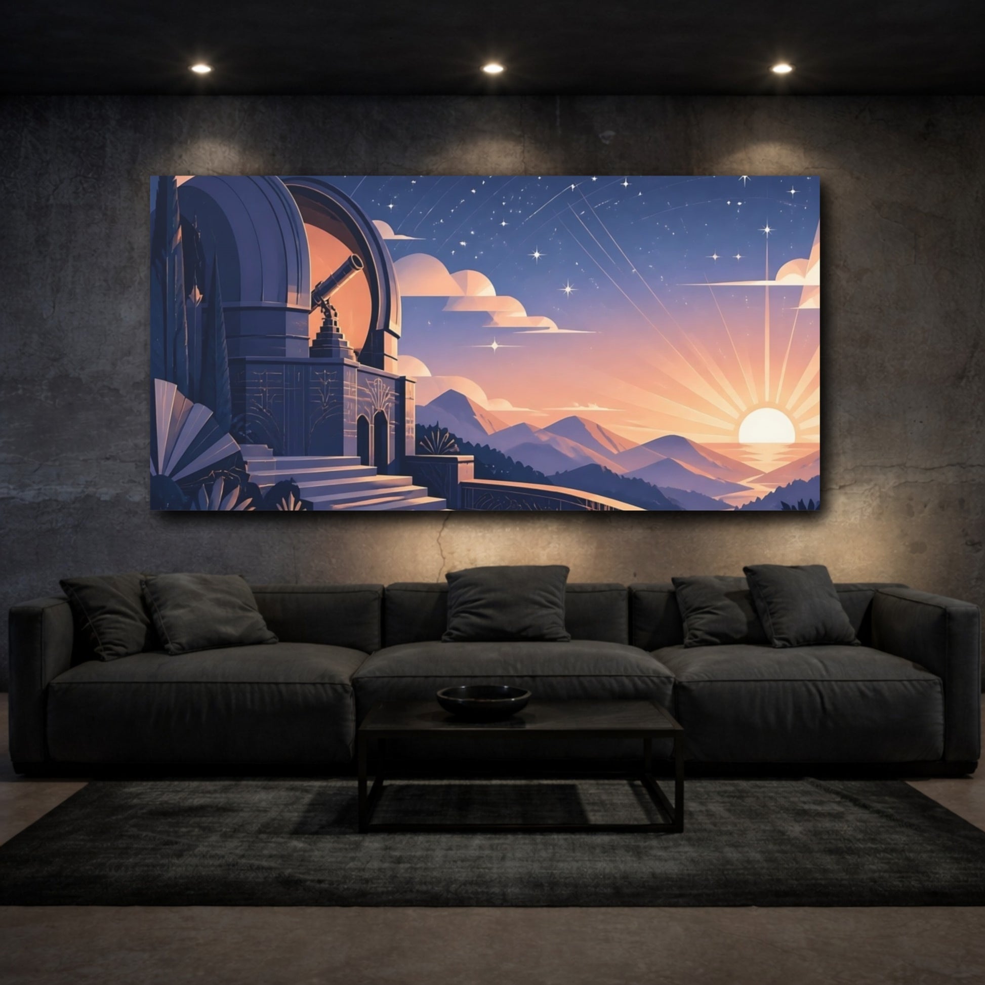 Mockup 3. Observatory At Sunrise shown as canvas print