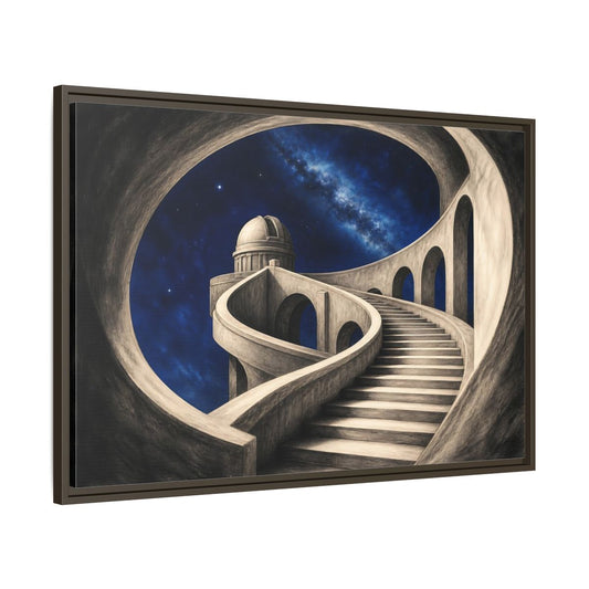 Main Mockup. Observatory Stairway To The Stars shown as framed canvas print