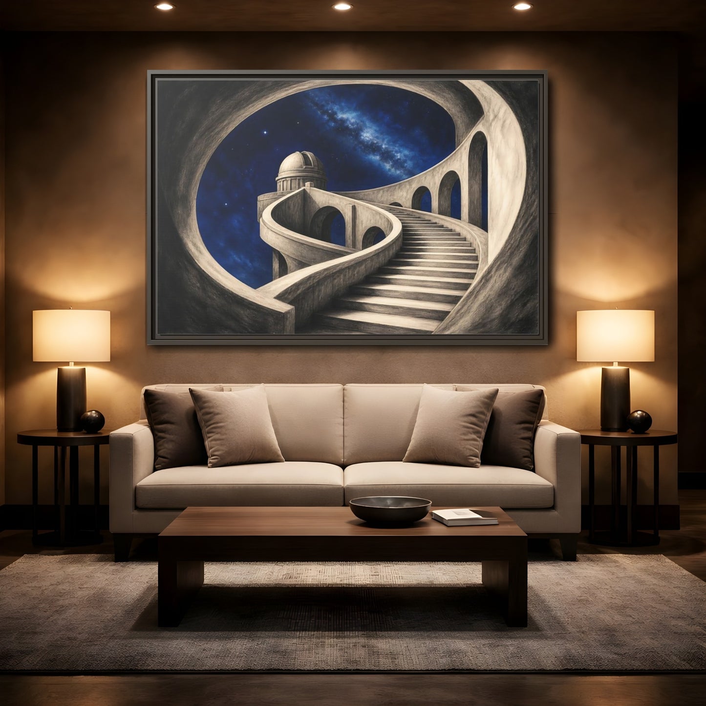 Mockup 2. Observatory Stairway To The Stars shown as framed canvas print