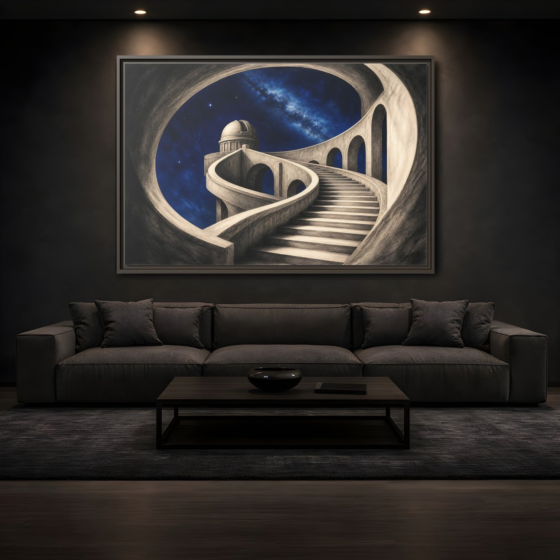 Mockup 3. Observatory Stairway To The Stars shown as framed canvas print