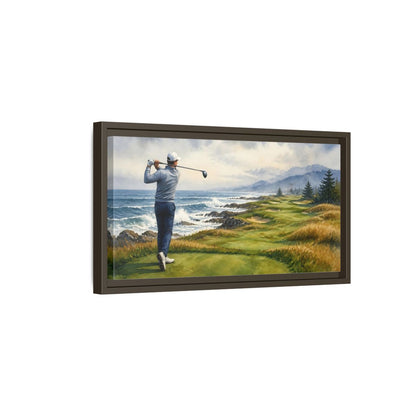 Side Mockup 7. Oceanfront Tee Shot shown as framed canvas print