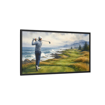 Side Mockup 5. Oceanfront Tee Shot shown as framed canvas print