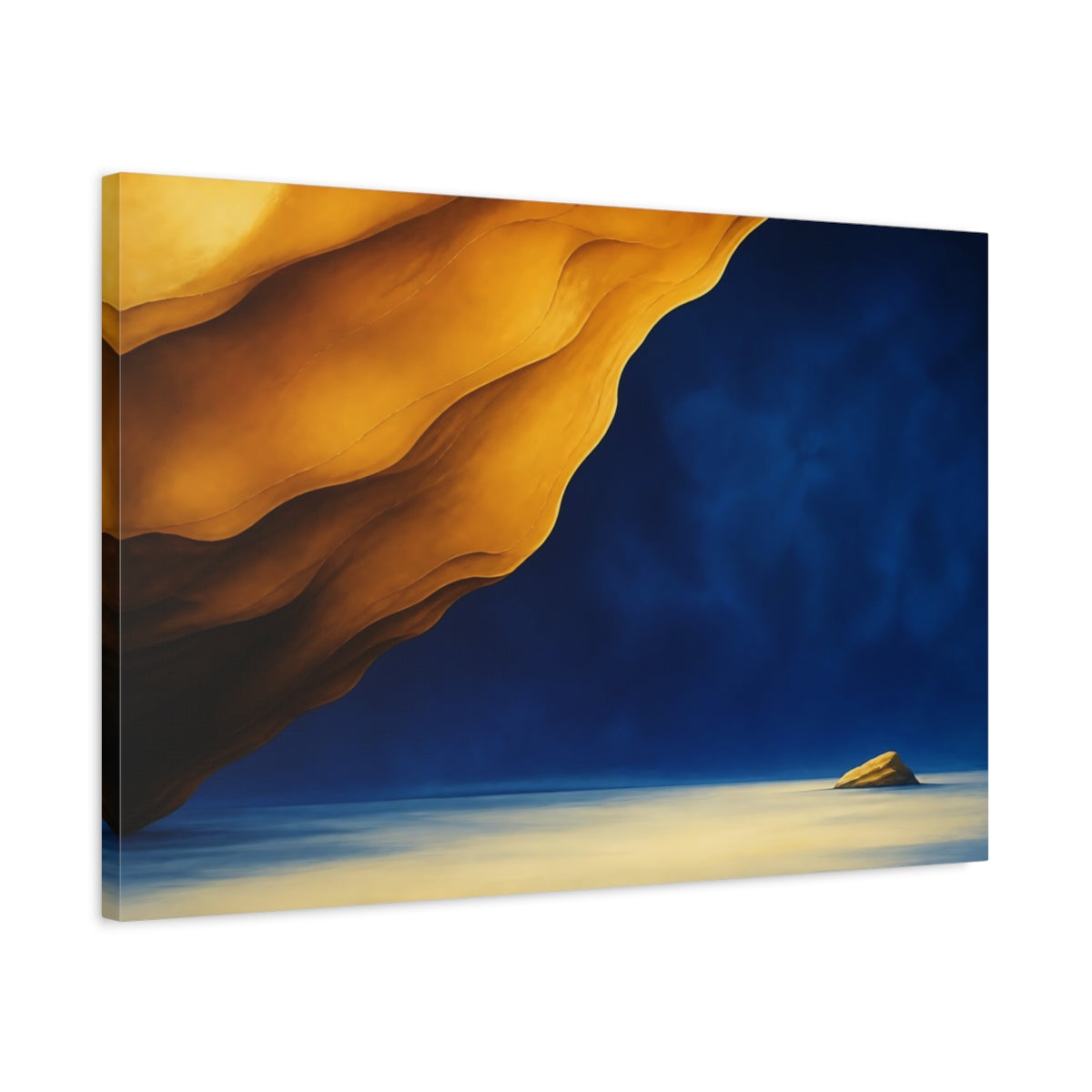 Side Mockup 2. Ochre Overhang And Island shown as canvas print