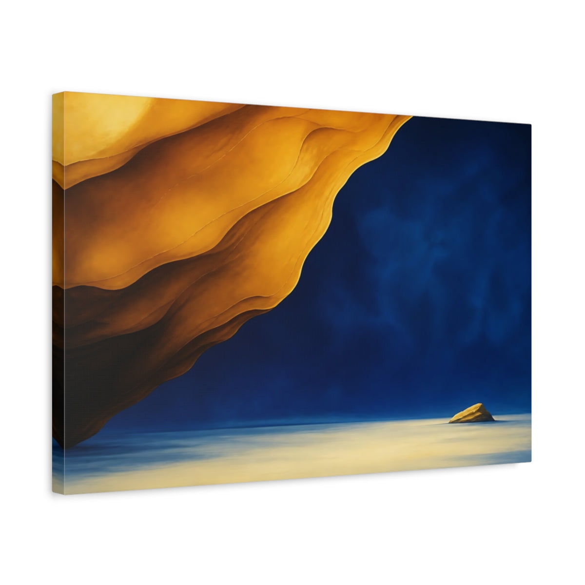 Side Mockup 3. Ochre Overhang And Island shown as canvas print