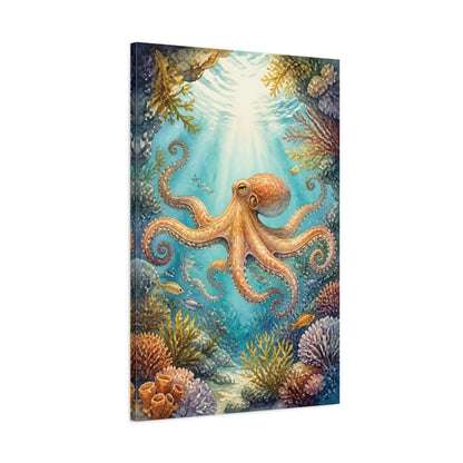 Main Mockup. Octopus Ocean Animals shown as canvas print