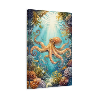 Side Mockup 4. Octopus Ocean Animals shown as canvas print