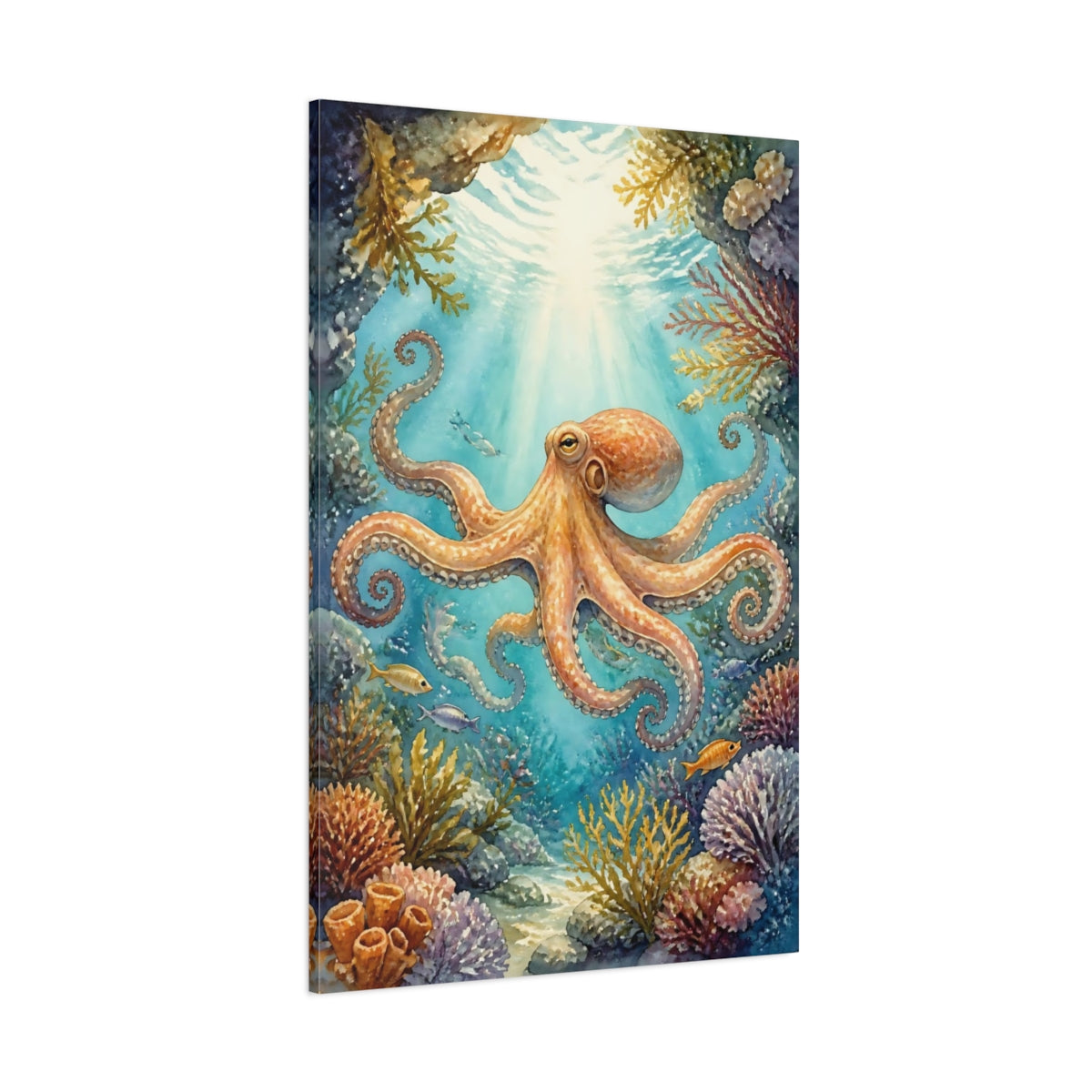 Side Mockup 1. Octopus Ocean Animals shown as canvas print