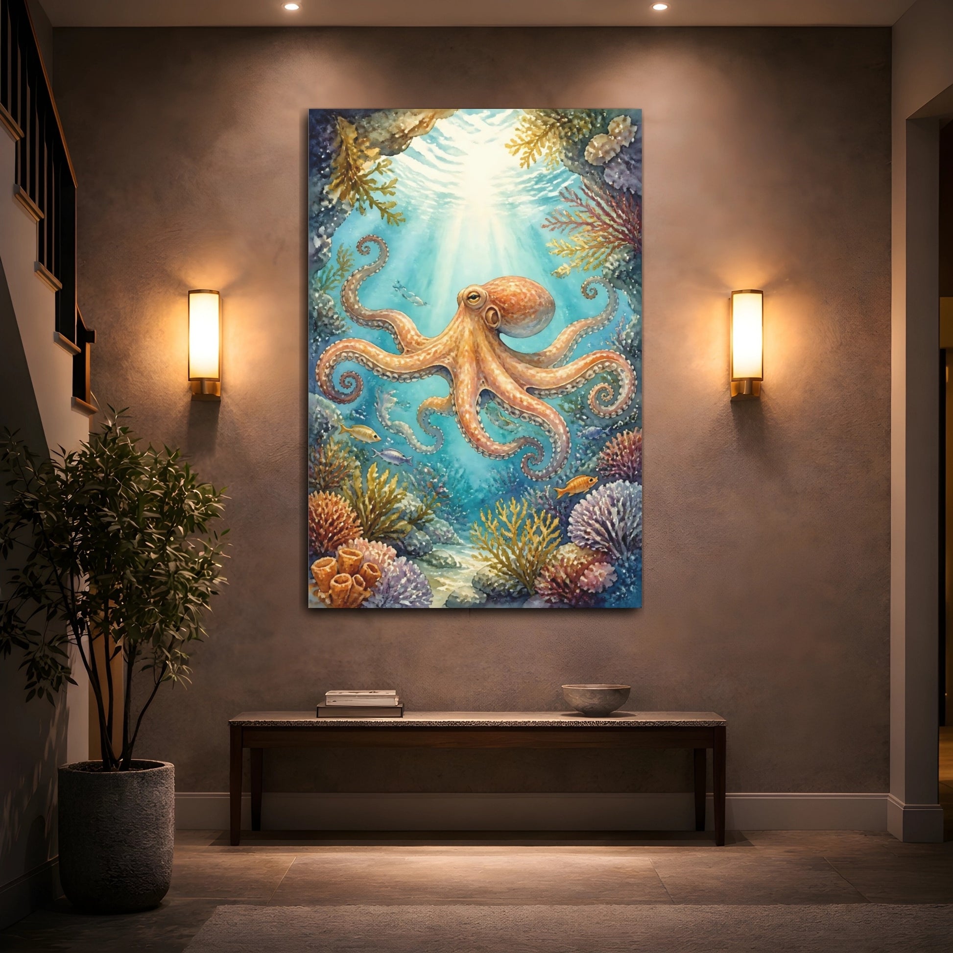 Mockup 2. Octopus Ocean Animals shown as canvas print